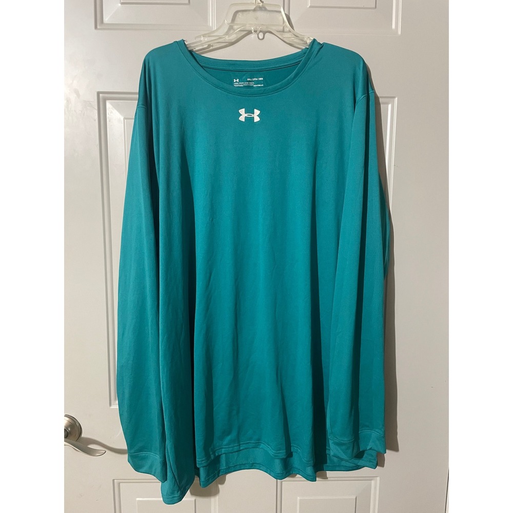 Under Armour Long Sleeve Shirt Mens 3XL Teal Excellent HeatGear Loose Fit Perfor